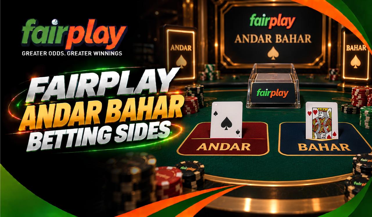 FairPlay Andar Bahar Betting Sides: Cards building up on the Andar and Bahar piles either side of the joker